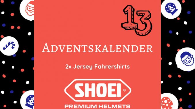 Gewinne zwei exklusive Jersey Fahrershirts von SHOEI im SHE is a RIDER Adventskalender. Die Shirts von SHOEI zum Motorradfahren oder in der Freizeit.