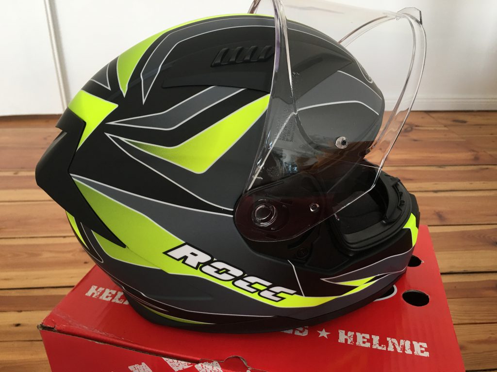 Rocc Motorrad Integralhelm 330 mit Sonnenblende Brillenkanal schwarz matt Helm 