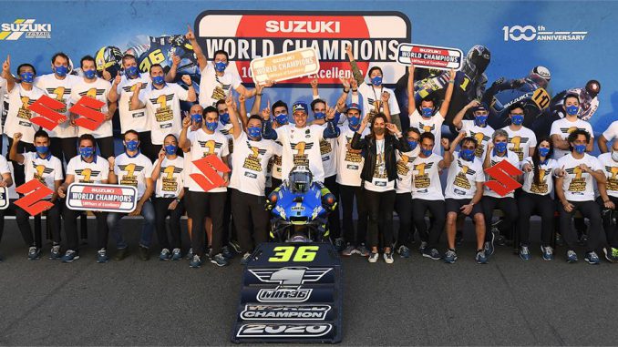 Joan Mir sichert sich mit seinem Team den Moto GP WM-Titel in der Saison 2020