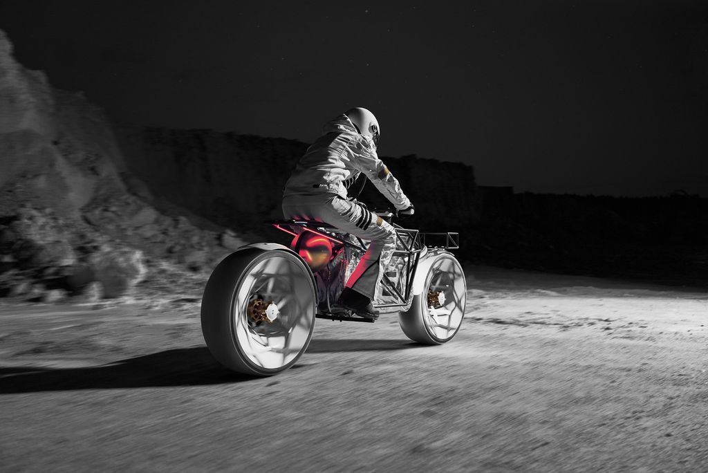 Das Mond-Motorrad hat eine Höchstgeschwindigkeit von 15 kmh