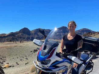 Jen arbeitet auf Gran Canaria in einem Motorradverleih. 265 Tage im Jahr Motorradwetter!