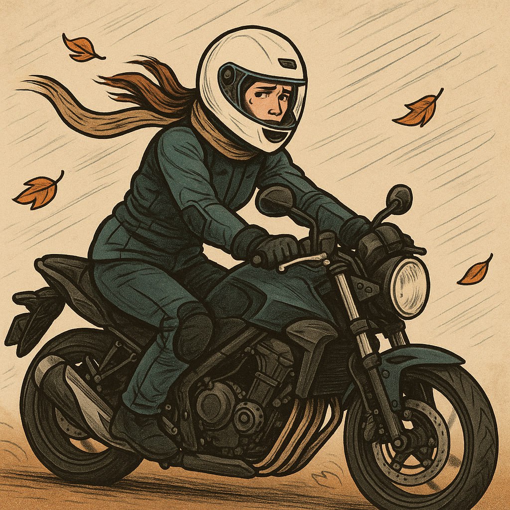 Motorradfahren im Herbst nur mit Schal und Mantra